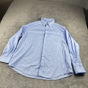 Calvin klein Steel+ Regular fit Stretch Shirt Mens 18 34/35 Xl Blue long Sleeve